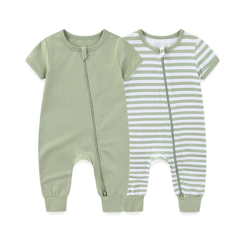 Pack 2 Pyjamas Bébé Coton – Grenouillères Unisexe Jour & Nuit 0-24M
