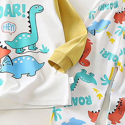 Pyjama Bébé & Enfant “Dino Cocoon” – Ensemble Automne/Hiver en Coton Doux, Imprimé Dinosaures