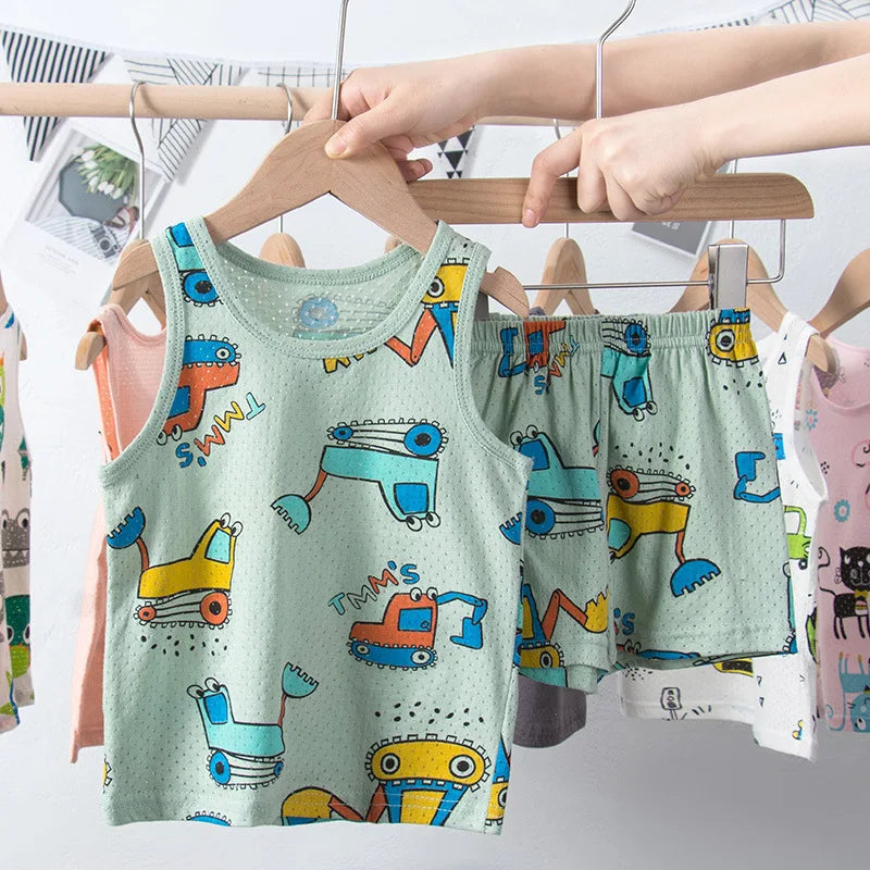 Pyjama Enfant Été “Sans Manches” – Ensemble Léger en Coton Doux, Respirant & Estival