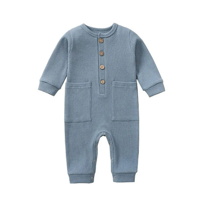 Pyjama Bébé Boutonné en Coton – Combinaison Manches Longues Mi-Saison 0-12 Mois