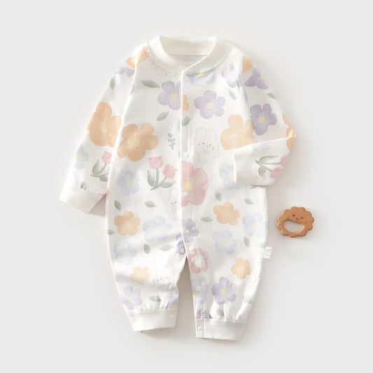 Pyjama Bébé Coton Motif Fleurs – Grenouillère Douce Unisexe 0-24 Mois