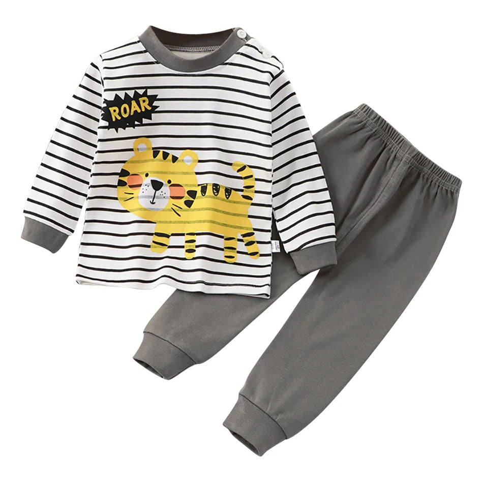 Pyjama Enfant Automne “L’Essentiel Doux” – Ensemble 2 Pièces en Coton Chaud, Manches Longues, Confort Saisonnier