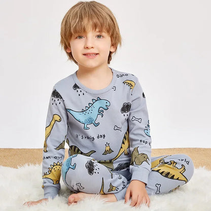 Pyjama Enfant Mi-Saison “Univers Illustré” – Ensemble 2 Pièces en Coton Doux, Manches Longues, Motifs Colorés Mixte