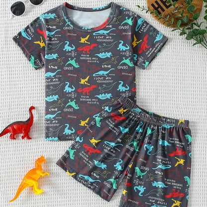 Pyjama Enfant Été “Cocon Instinctif” – Ensemble 2 Pièces en Coton Léger à Motifs Animaux, Manches Courtes