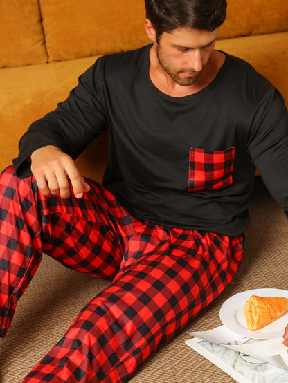 Pyjama Homme “Carreaux Confort” – Ensemble Hiver Chaud en Flanelle à Carreaux