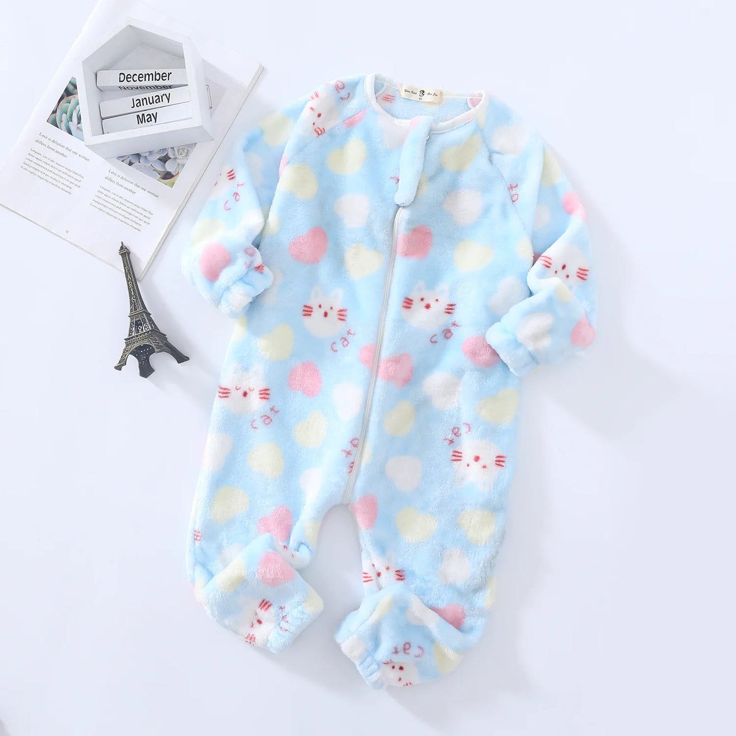 Pyjama Bébé “Zip” – Combinaison en Coton à Fermeture Éclair, Manches Longues
