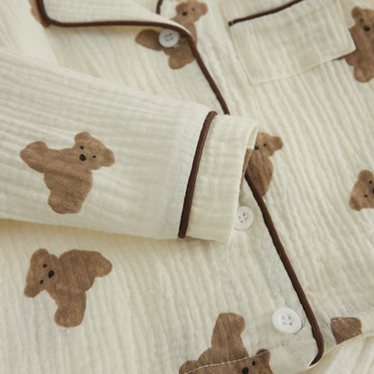Pyjama Enfant “Ourson Chic” – Ensemble Automne/Hiver en Coton Chaud, 2 Pièces à Manches Longues