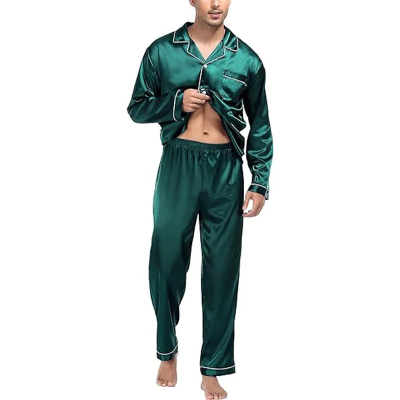 Pyjama Homme “L’Éclat d’Été” – Ensemble Satiné Élégant et Léger Été