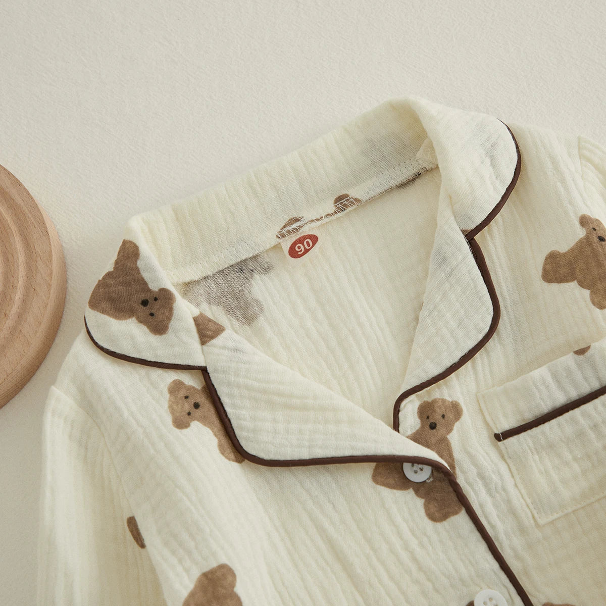 Pyjama Enfant “Ourson Chic” – Ensemble Automne/Hiver en Coton Chaud, 2 Pièces à Manches Longues
