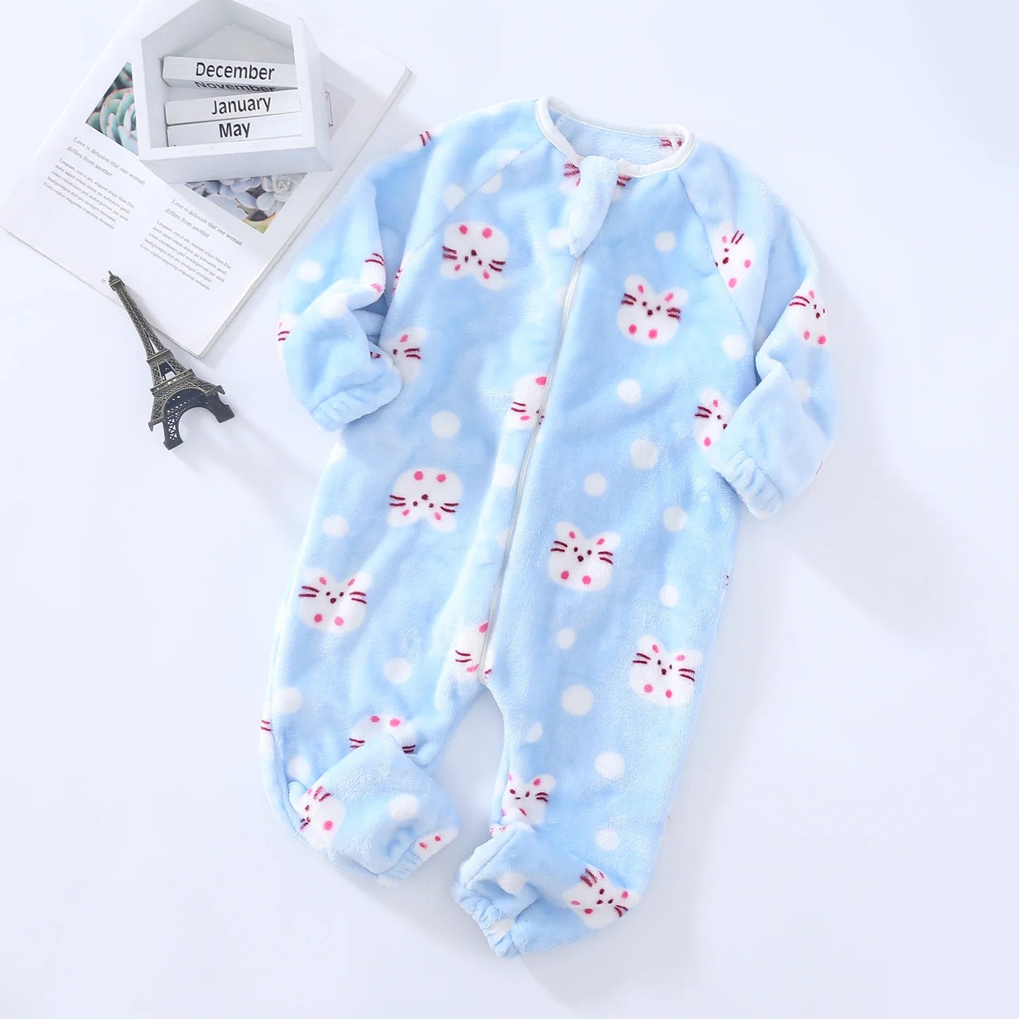 Pyjama Bébé “Zip” – Combinaison en Coton à Fermeture Éclair, Manches Longues