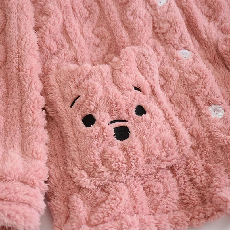 Pyjama Femme & Homme “Polaire Tricoté” – Ensemble Hiver en Peluche Douce