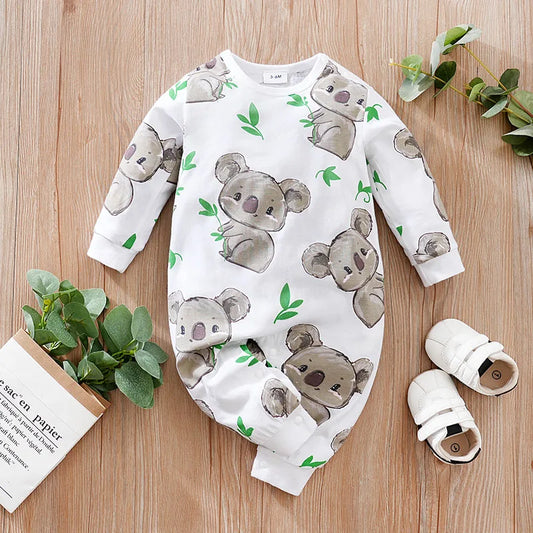 Pyjama Bébé Motif Koala – Grenouillère Coton Manches Longues 0-24 Mois