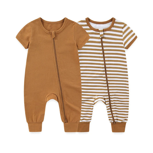 Pack 2 Pyjamas Bébé Coton – Grenouillères Unisexe Jour & Nuit 0-24M