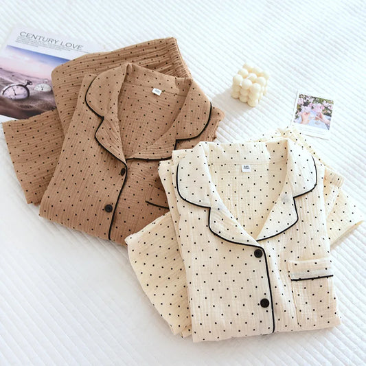 Pyjama Femme “Point Doux” – Ensemble en Coton Élégant et Confortable