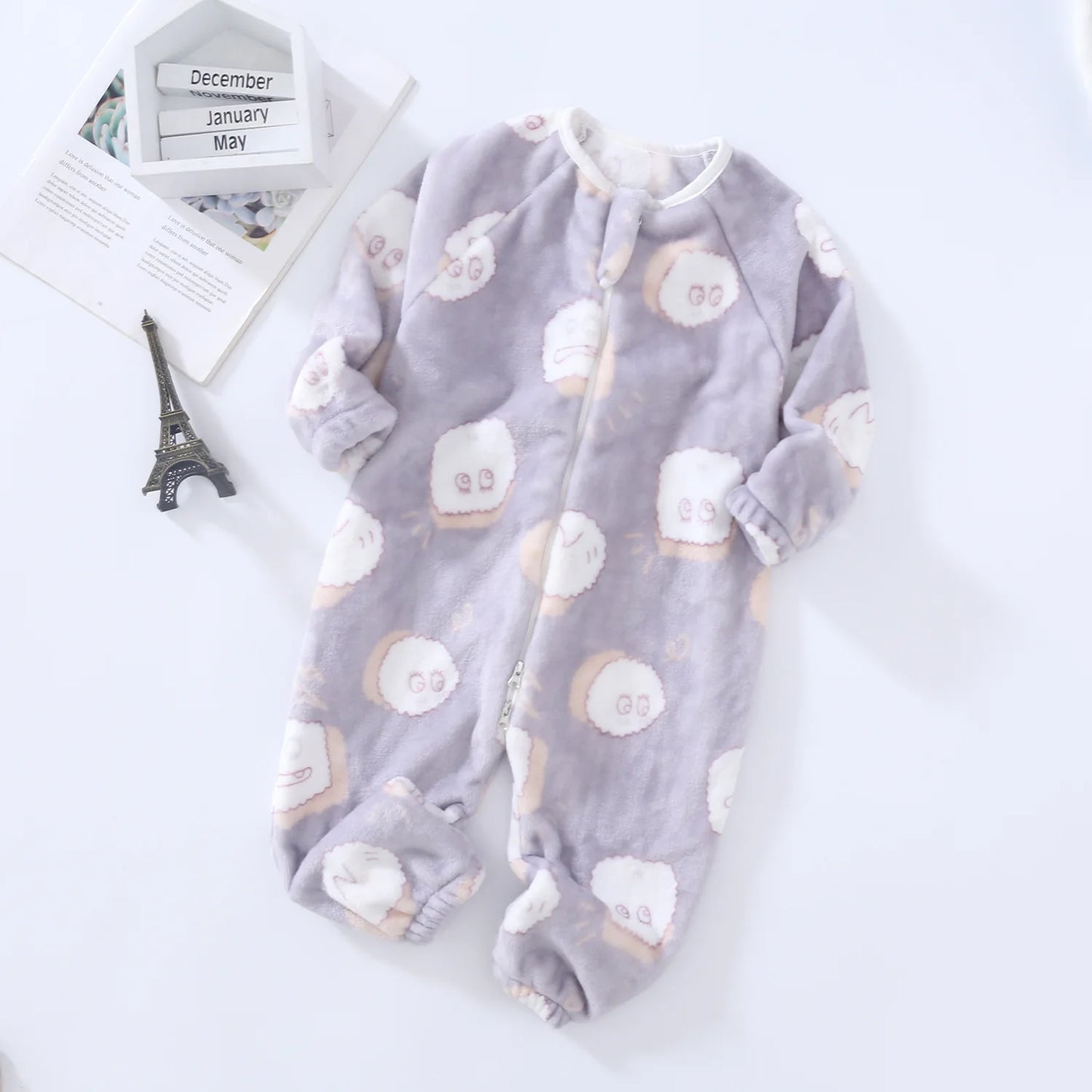 Pyjama Bébé “Zip” – Combinaison en Coton à Fermeture Éclair, Manches Longues