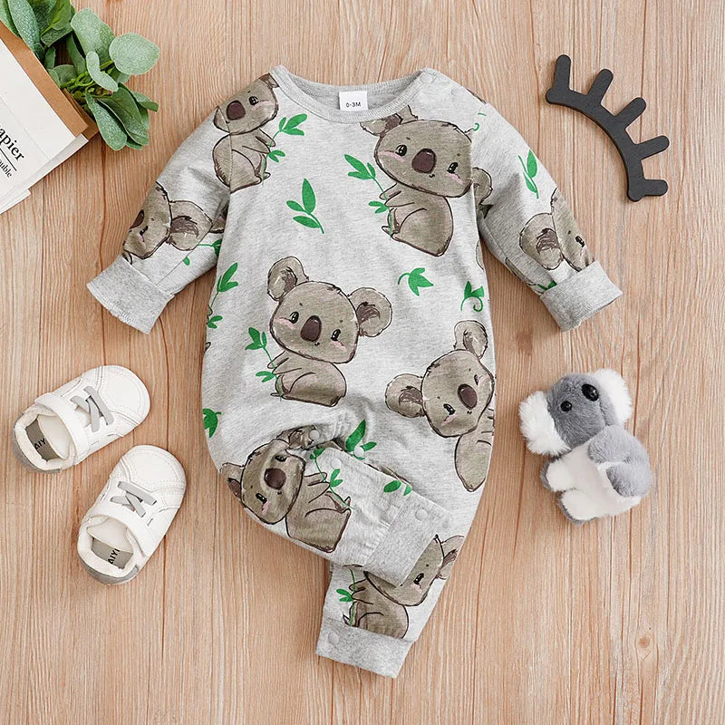 Pyjama Bébé Motif Koala – Grenouillère Coton Manches Longues 0-24 Mois