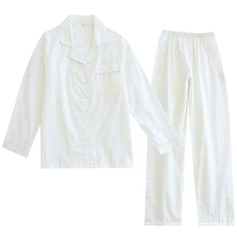 Pyjama Femme “Pluie Douce” – Ensemble en Coton, Style Intemporel et Confortable