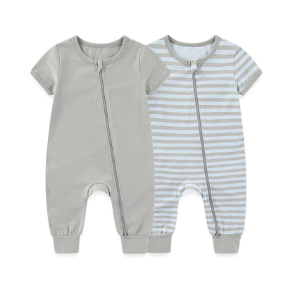 Pack 2 Pyjamas Bébé Coton – Grenouillères Unisexe Jour & Nuit 0-24M