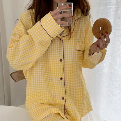 Pyjama Femme “Matin Calme” – Ensemble Long en Coton Doux
