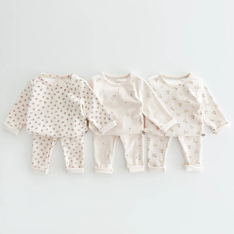 Pyjama Enfant “Lapinou Doux” – Ensemble 2 Pièces en Maille de Coton Respirant, 0-24 Mois Unisexe