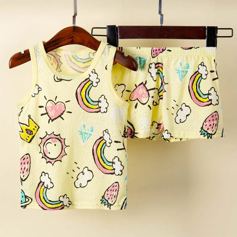 Pyjama Enfant Été “Sans Manches” – Ensemble Léger en Coton Doux, Respirant & Estival