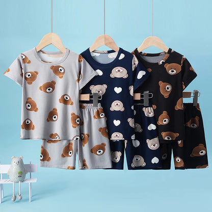 Pyjama Enfant Été “Cocon Instinctif” – Ensemble 2 Pièces en Coton Léger à Motifs Animaux, Manches Courtes