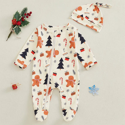 Pyjama Bébé “Magie d’Hiver” – Ensemble Festif avec Bonnet ou Bandeau Inclus