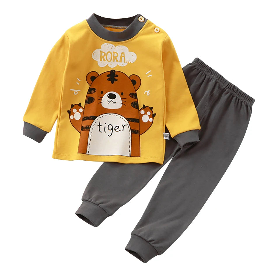 Pyjama Enfant Automne “L’Essentiel Doux” – Ensemble 2 Pièces en Coton Chaud, Manches Longues, Confort Saisonnier